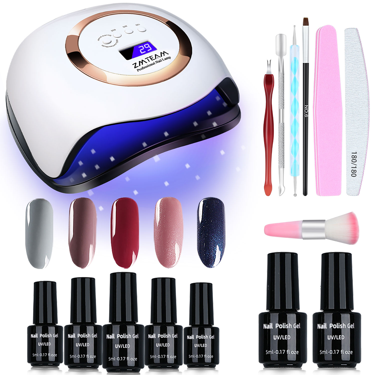 Gel Nail Polish Kit with UV Light, Gel Nail Starter Kit with 168W Nail