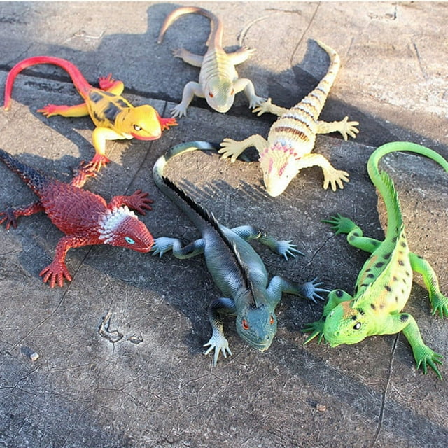 Figura de lagarto de goma suave y vívida, juguete de reptil de zoológico, accesorio de colección, juguete de regalo para niños
