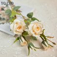 thumbnail image 4 of YO CHO Flores artificiales de seda rosas de alta calidad, ramas largas de 5 cabezas, flores de boda, decoración del hogar para el día de San Valentín, 4 of 5