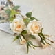 thumbnail image 4 of YO CHO Flores artificiales de seda rosas de alta calidad, ramas largas de 5 cabezas, flores de boda, decoración del hogar para el día de San Valentín, 4 of 5