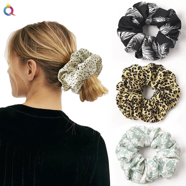 Scrunchies grandes de satén Scrunchies de seda de gran tamaño para cabello largo y grueso Scrunchy Bobbles Lazos para el cabello Jumbo para mujeres y niñas (4 piezas) LingWen 9024735012603