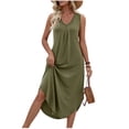 thumbnail image 2 of Taqqpue Women Maxi Dress Cotton Sleeveless V Neck Dress Beach Vacation Flowy Swing Plus Size Tank Dress Loose Fit Solid Color Sundress for Women, 2 of 10