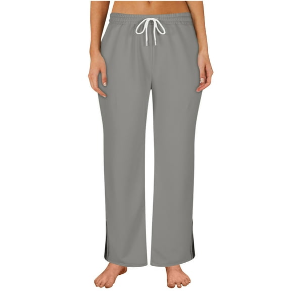 ZVAVZ Womens Baggy Sweatpants,Womens Drawstring Wide Straight Leg Cargo Sweat Pants Elastic Waist Workout Pants Casual Lounge Ladies Pants Flash Deals of The Day Clearance Gray XXL
