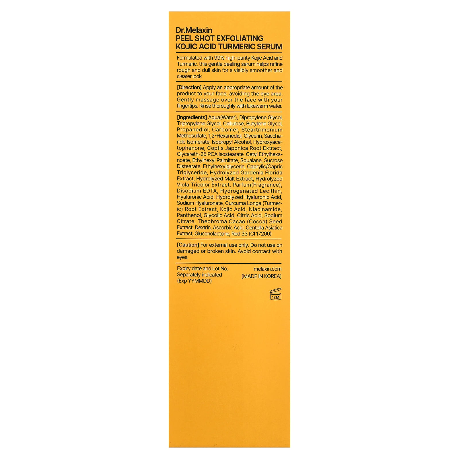 thumbnail image 2 of Dr.Melaxin Peel Shot, Exfoliating Kojic Acid and Turmeric Serum, For All Skin Types, 2.7 fl oz (80 ml), 2 of 6