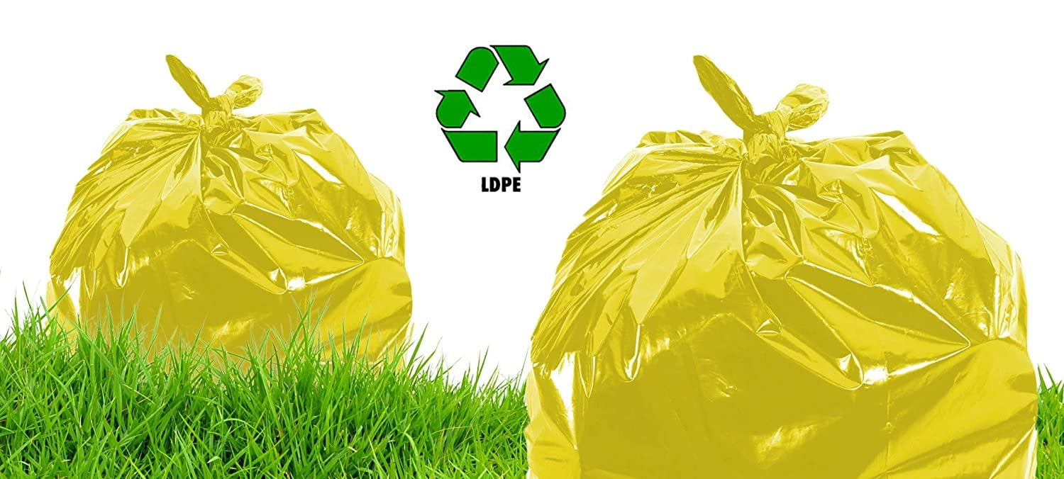 Pack of 25 Yellow Trash Bags 40 x 48. Ultra Thin Polyethylene Liners