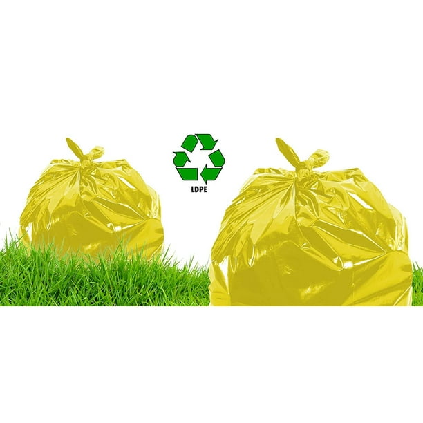 Pack of 25 Yellow Trash Bags 40 x 48. Ultra Thin Polyethylene Liners