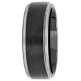 thumbnail image 4 of Brilliance Fine Jewelry Men's Black Two-Tone Tungsten Frozen Finish Step Edge 8MM Wedding Band - Men's Ring, 4 of 6