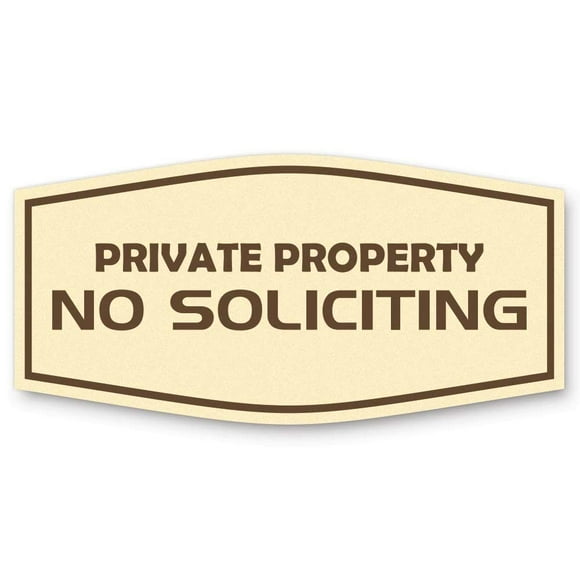 Private Property No Soliciting Sign (Ivory/Brown) - Small
