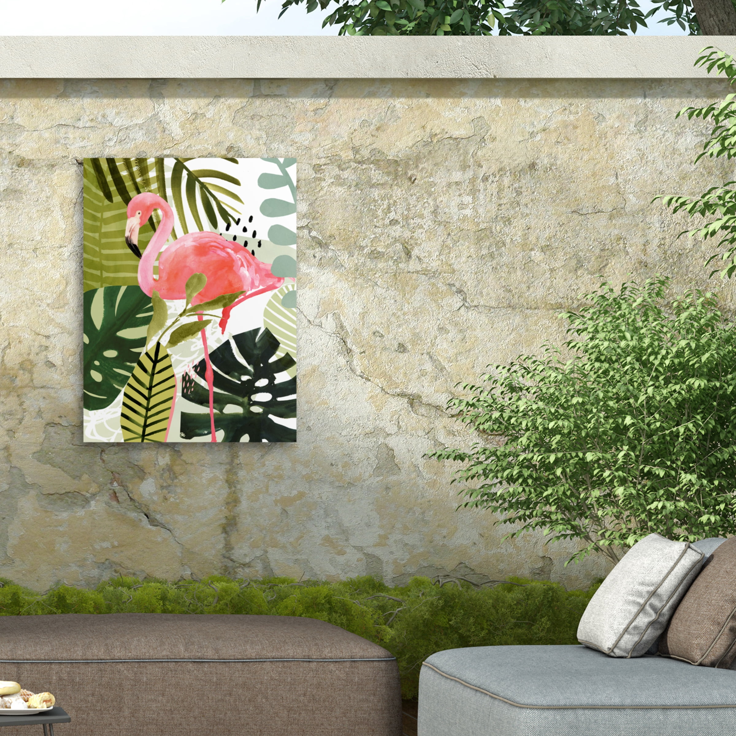 Victoria Borges 'Flamingo Forest I' Outdoor Canvas 19x19
