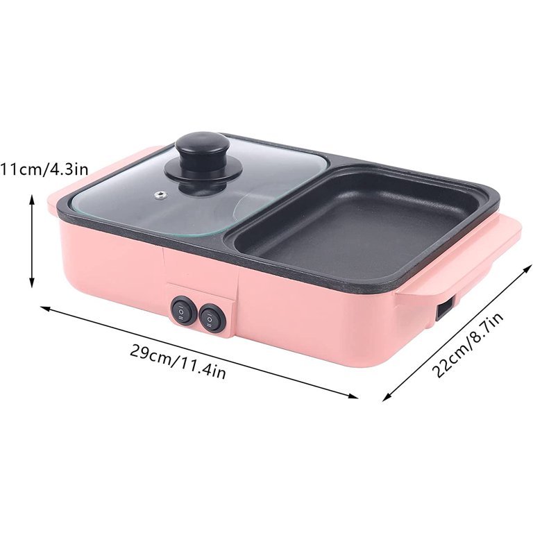 Miumaeov 2 in 1 Portable Electric Hot Pot Barbecue Grill, Non-Stick  Teppanyaki Pan, 2 Gear Adjustable, Indoor Multifunctional Hot Pot Split-Design  Baking Tray 1200W 110V (Pink) 