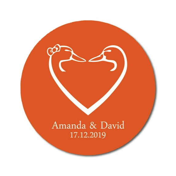 Darling Souvenir Round 45 Pcs Love Heart Save The Date Stickers Personalized Bride Groom Names And Date Envelope Seals - Orange