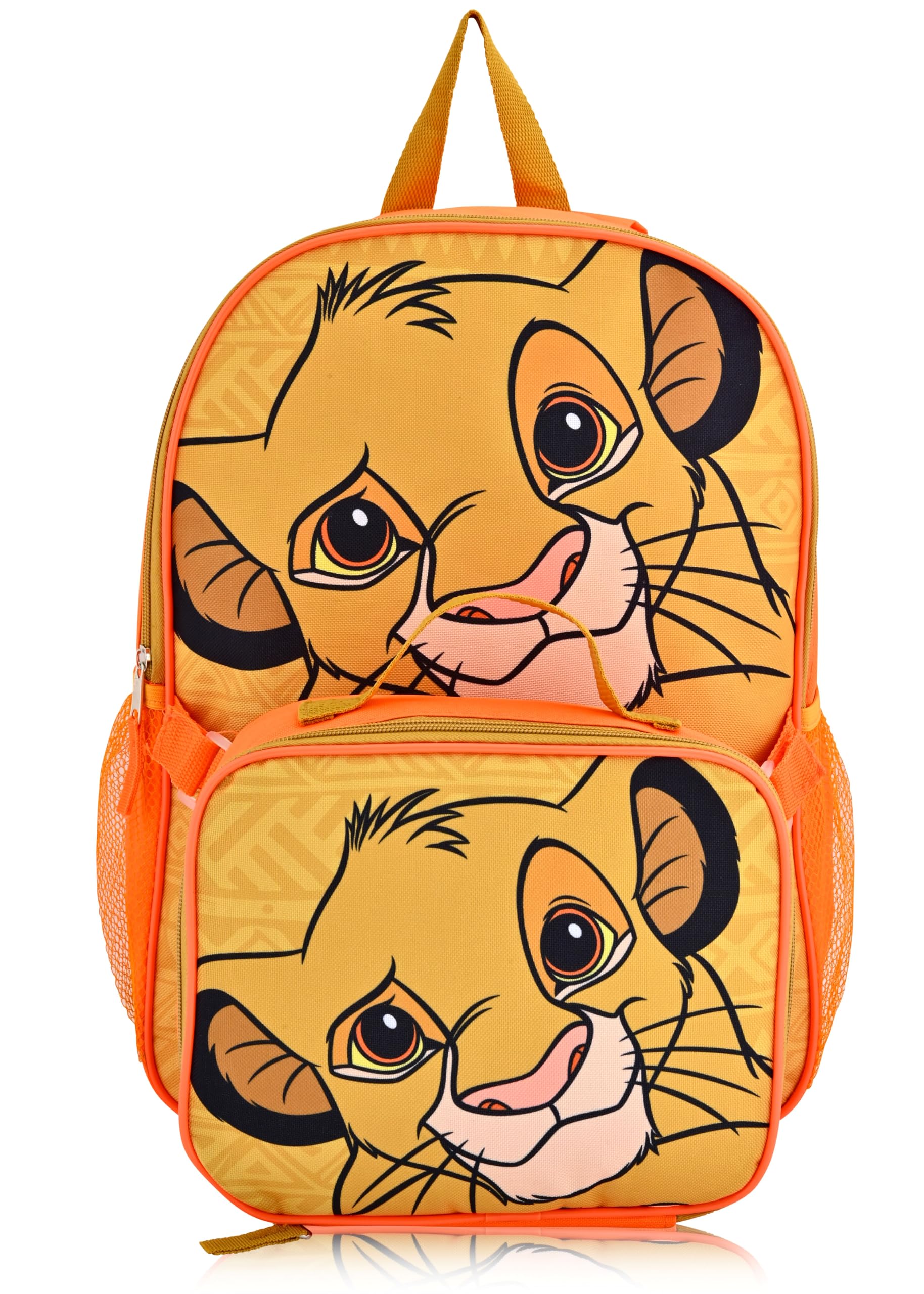 Disney Lion King Backpack With Lunch Box for Boys | Lion King Insulated Lunch Bag Lunch Box for Boys, Girls, Toddlers | Lion King Yellow Backpack for School and Reusable Lunchbox