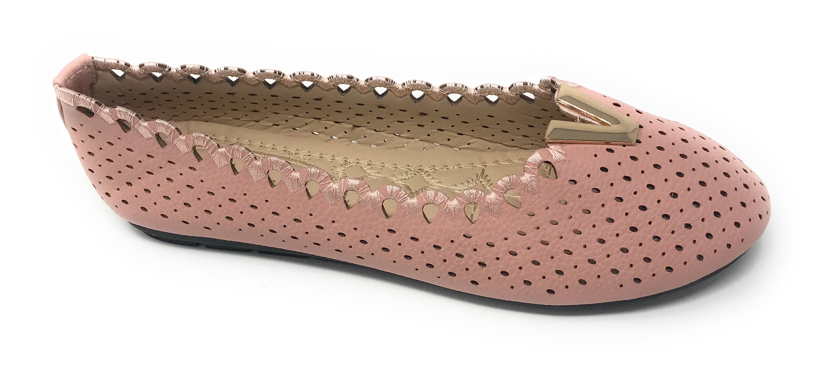 Victoria K Perforated Dot With Gold Ornament Ballerina Flats (Women)