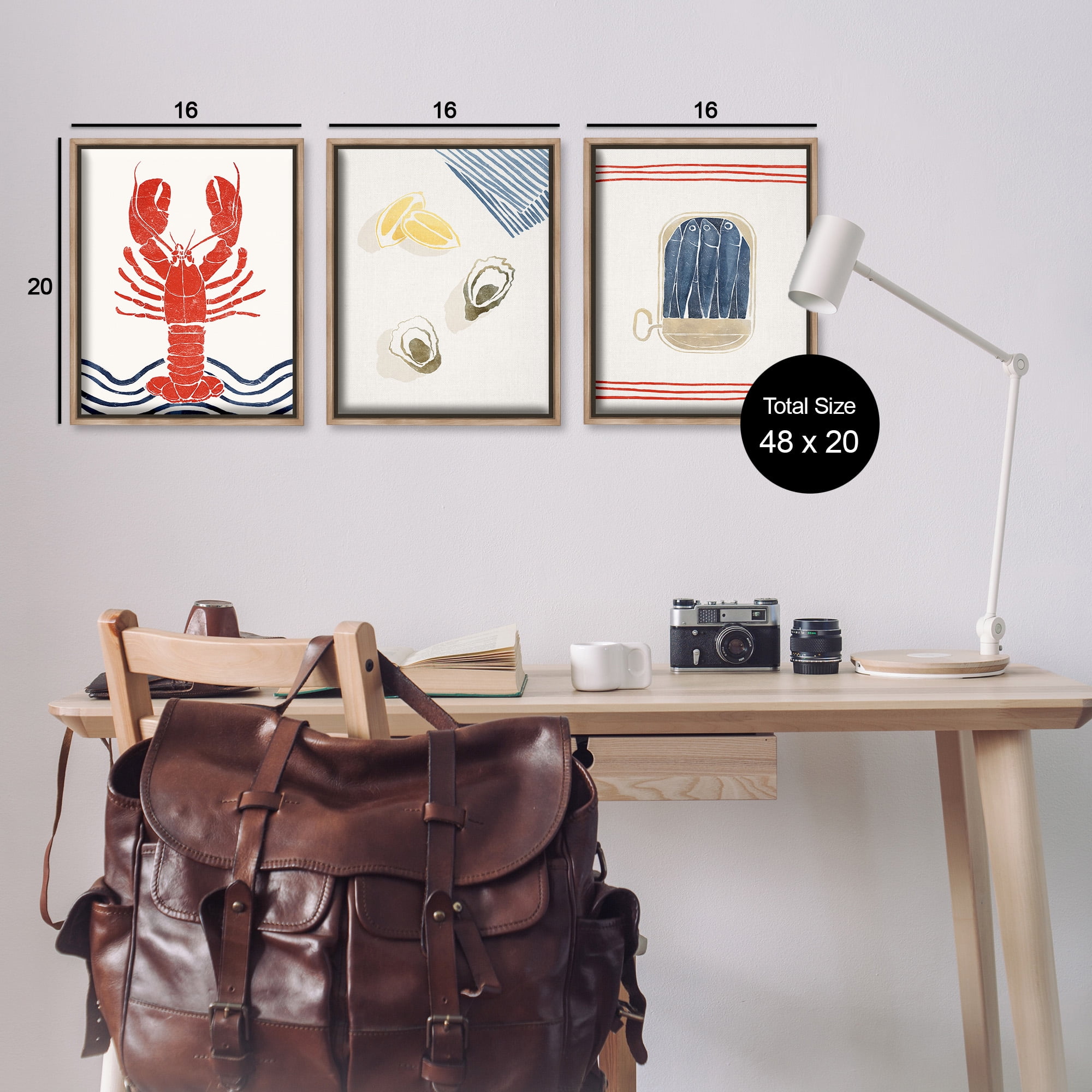 Stupell Industries Abstract Ocean Life Animals & Insects Painting Brown Floater Framed Canvas Art Print Wall Art, 17 x 21, Set of 3