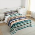 thumbnail image 3 of Manfei Boho bohemian Bedding Comforter Set,Retro Aztec Geometric Twin Comforter Sets,Cyan Beige Blue Bedding Set For Men Women,Luxury Bedroom Decor Reversible,2pcs, 3 of 8