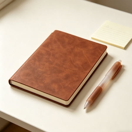NANDIYNZHI Leather Notebook 100 Sheets Protable Hardcover Lined Writing Notebook with Pen Holder Daily Planner Journaling Notebooks Notebooks for Work Practical Office Supplies Style D