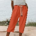 thumbnail image 7 of Bovemsi Women's Casual Pants Fashion Solid Color Cotton Linen Elastic Seven Beach with Pockets, 7 of 7