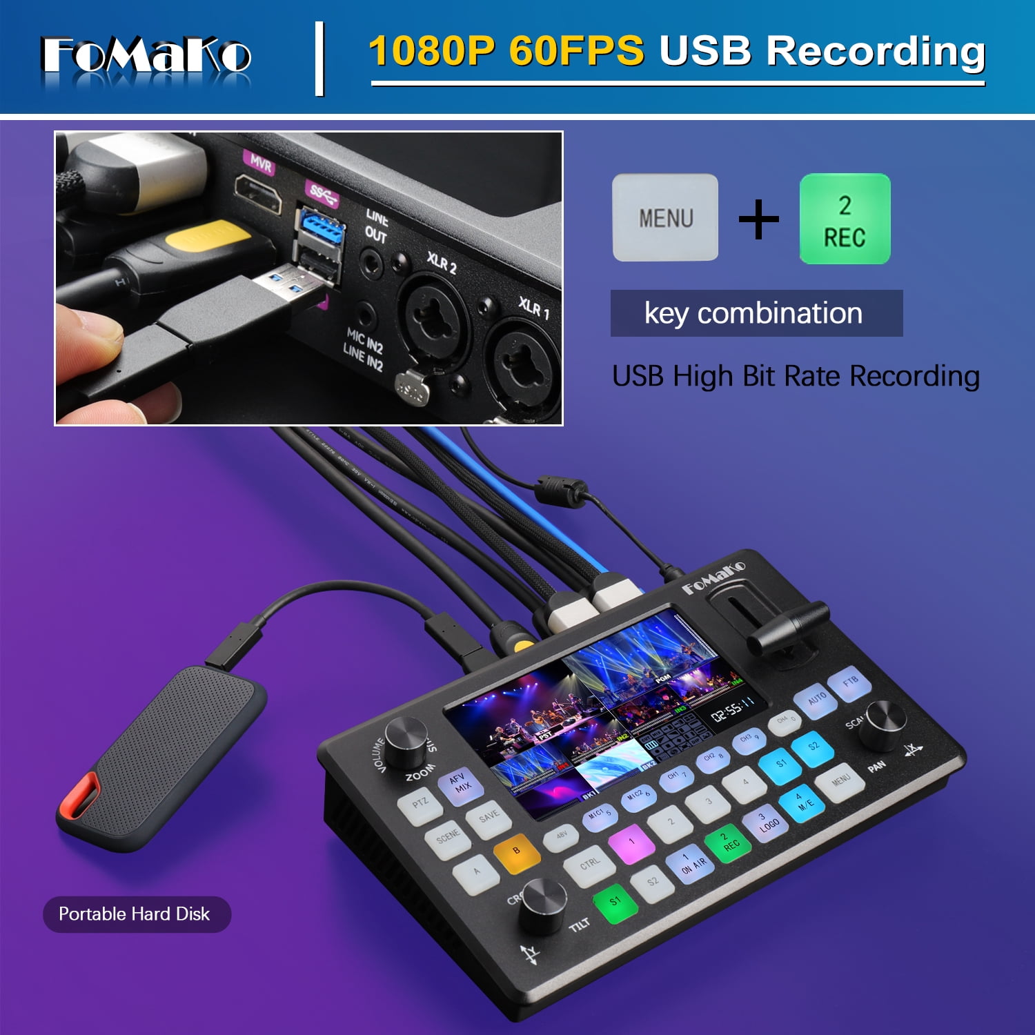 FoMaKo HDMI 1080P60 AI Auto-Tracking 20X video Camera Bundle ( K20x3+ KC608+KC601)