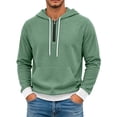 thumbnail image 3 of Fanshiluo Men's Waffle Quarter Zip Long Sleeve Pullover Hoodie,Contrast Color Hem Kangaroo Pocket Loose Fit Tops,XL,Big and Tall Men, 3 of 4