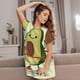 thumbnail image 3 of Disketp Cute Avocado Doing Exercise para Camisón Corto de Manga Corta para Mujeres, Camisón Cómodo con Escote Redondo, Bonito y Confortable, 3 of 6
