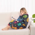 thumbnail image 4 of DarkBlue Cartoon Dinosaurs Planets Pattern Blanket Hoodies for Kids 6-13YR Oversize Wearable Blanket Hoodies for Boys Girls Teens, 4 of 7