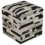 Surya Taupe Cube Leather Pouf