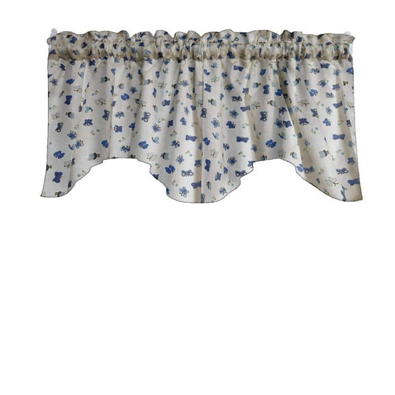 Scalloped Valance Cotton Floral Butterflies Print 58" Wide / 20" Tall