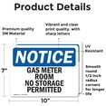 thumbnail image 2 of (2 Pack) Gas Meter Room No Storage Permitted OSHA Notice Sign 10 Inch X 7 Inch Vinyl Label Decal Sticker Weather Resistant, UV Protected for Workplace, Business, and Construction Site,, 2 of 7