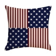 thumbnail image 2 of AHGQT 4th of July Patriotic Throw Pillow Covers 14"x14", Memorial Day Independence Day Red Stripe Blue Star Outdoor Cushion Cases, Polyester Outdoor Pillow Case for Sofa Couch,1PCS, 2 of 5