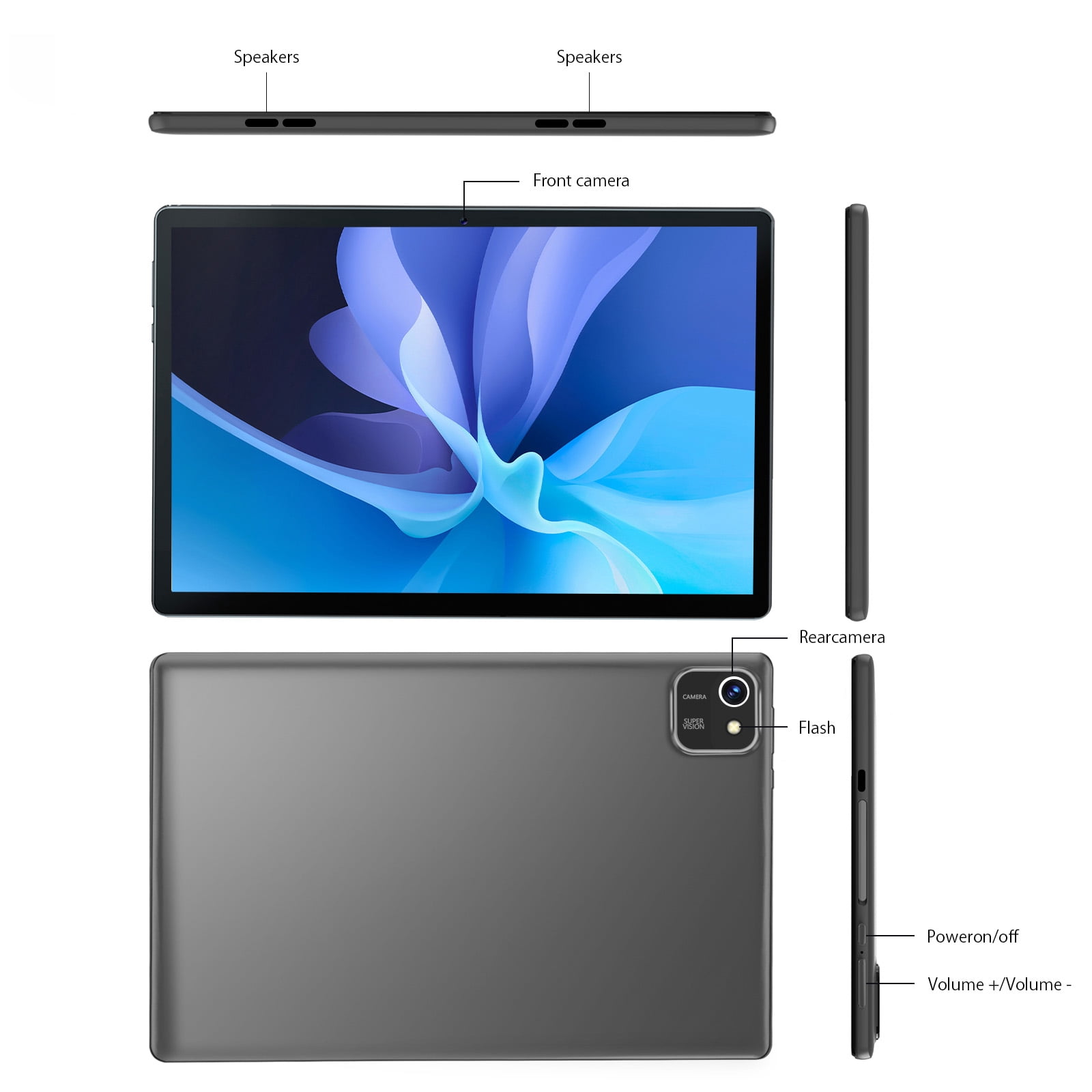 Tablet 10 inch Android Tablets, 6GB RAM 32GB ROM 512GB Expand, Quad-Core Processor, 1280x800 LCD Touch Screen, WiFi, Dual Camera, BT, 6000mAh Battery