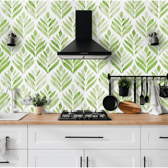 DAZLUTE Floral Wallpaper Peel and Stick Wallpaper Green Leaf Self Adhesive Removable Wallpaper Contact Paper,17.52" x 394"