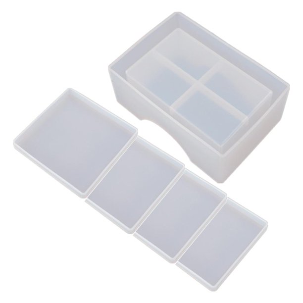 Juego De 5 Moldes Para Posavasos Con Caja De Almacenamiento Para Posavasos, Kit De Moldes De Resina Epoxi 3D Para Tazas De Resina, Alfombrillas, Decoración Del Hogar, Artesanías De Resina Scienceny HA036044-00