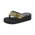 thumbnail image 2 of pwidon Women's Wedge Platform Thong Flip Flops Sequin Sparkly Bling Open Toe Slip On Summer Beach Casual Walking Sandals Gold 8.5, 2 of 6