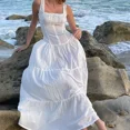 thumbnail image 2 of Vestidos de algodón blanco para mujer, vestidos largos sin mangas, vestidos de playa para vacaciones, 2 of 5