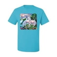 thumbnail image 2 of Unicorn Fanstasy Island Castle Animal Lover Men's Graphic T-Shirt, Light Turquoise, 3XL, 2 of 3