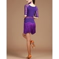 thumbnail image 2 of Lace Tassel 3/4 Sleeves Latin Dance Competition Recital Clothes Dresses Attire, 2 of 8