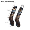 thumbnail image 2 of Goofa Vintage Blue Floral Wolf Pattern Adult Stockings, Color-Block Knee High Socks, Comfortable and Breathable, Soft and Stretchable, Sports, and Decoration, 2 of 6