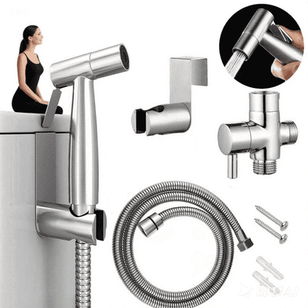 Fylivore Handheld Bidet Sprayer for Toilet-Adjustable Water Pressure Control with Hose Brushed Nickel Toilet