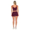 thumbnail image 5 of Workout Sets for Women 2 Piece Seamless Ribbed Crop Tank High Waist Shorts Yoga Outfits (Large, Burgundy), 5 of 7