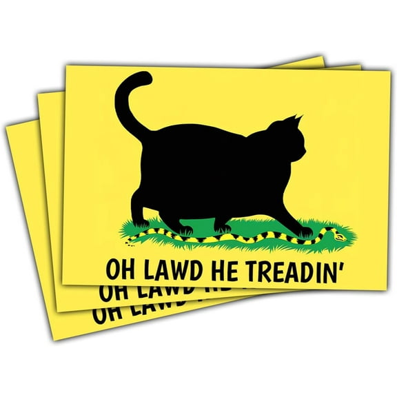 Chonk Cat Meme Sticker, Chonk Cats Sticker, Cat Snake Sticker, Cat Oh Lawd He Treadin' Sticker Die-Cut Waterproof Vinyl Sticker Laptop Water Bottle Window Phone Helmet (3x3inch)