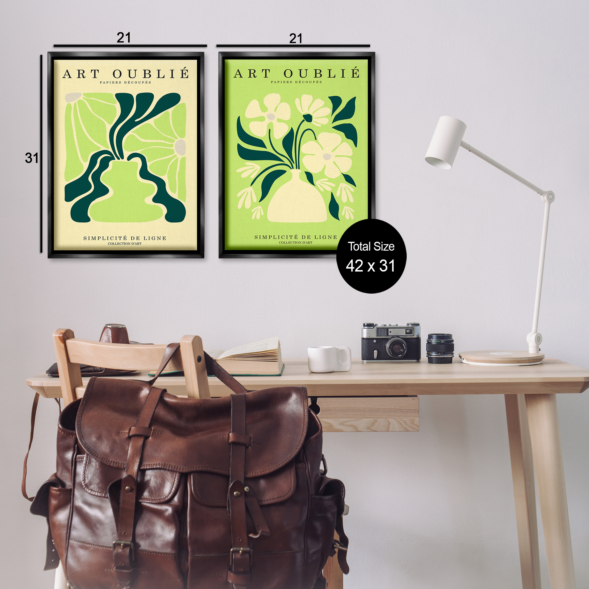 Stupell Industries Green French Museum Poster Text & Numbers Painting Black Floater Framed Canvas Art Print Wall Art, 21 x 31, Set of 2