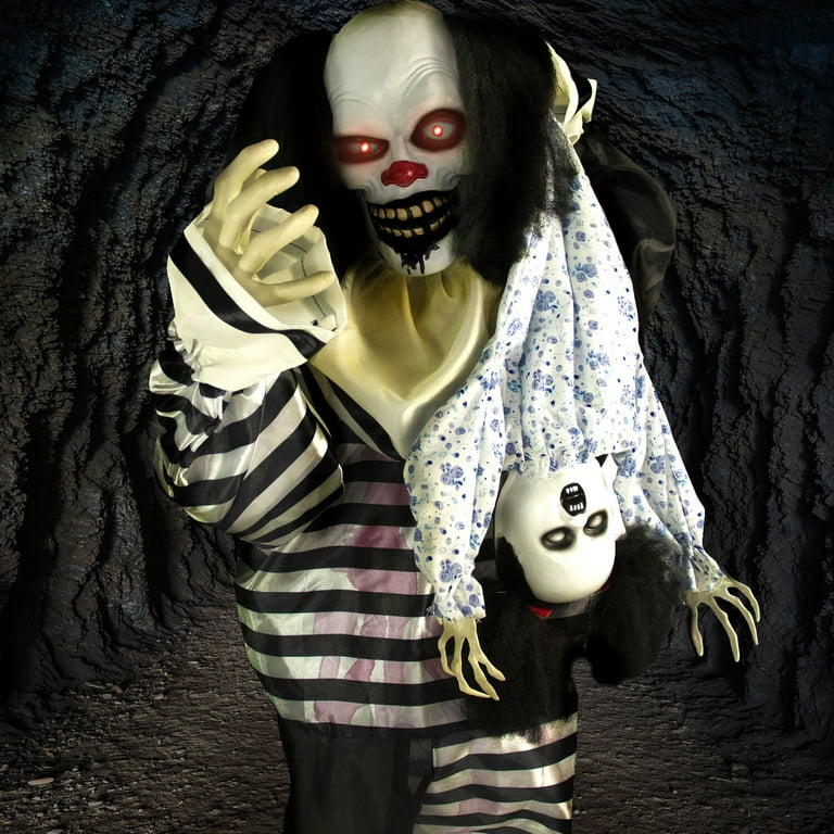 Haunted Hill Farm 6-Ft. Animatronic Clown, Indoor/Outdoor ...