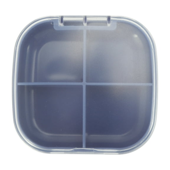 Unique Bargains 1 Pc Pill Case 4 Grid Portable Pill Box Blue