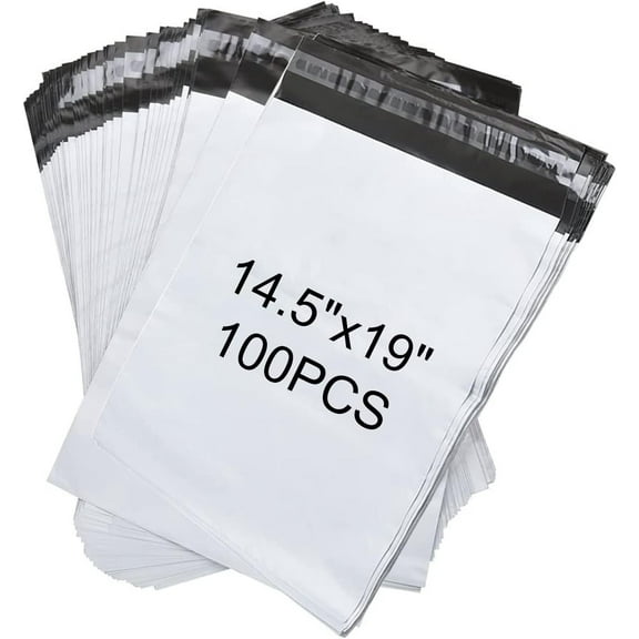 Poly Mailers 100 Pcs Self-sealing Adhesive Shipping Bags for Clothing Mailing Bags with Waterproof and Tear-Proof Package Bags (White, 14.5x19inch )