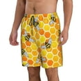 thumbnail image 2 of Kll Honeycombs Men'S Casual Summer Beach Shorts Hawaiian Shorts With Pockets-Large, 2 of 9
