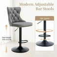 thumbnail image 3 of Stools Set of 2, Adjustable Upholstered Counter Height Barstools with Back and Black Footrest, Modern Velvet Swivel Barstools for Kitchen Counter, 3 of 6