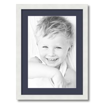 ArtToFrames 16x22" Matted Picture Frame with 12x18" Single Mat Photo Opening Framed in 1.25" Satin White Frame and 2" Blue Jay Mat (FWM-3966-16x22)