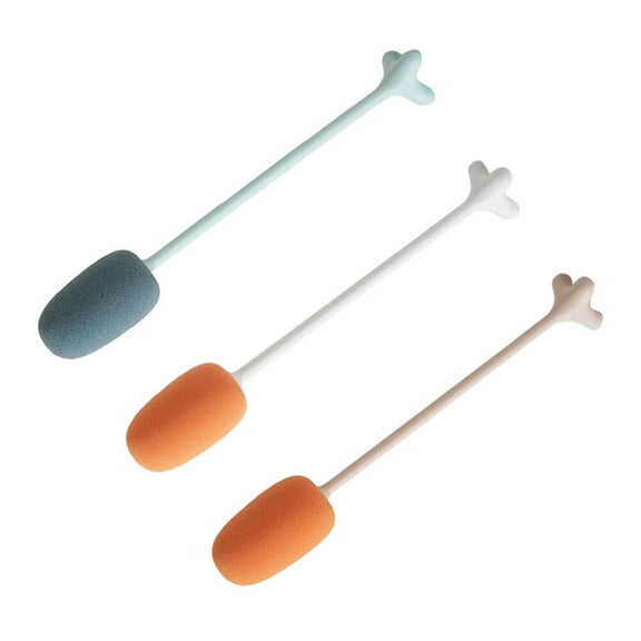 FRCOLOR Sponge Brush with Long Handle for Kitchen Cleaning Use Assorted Color Portable Lightweight Practical Design 3 Pcs