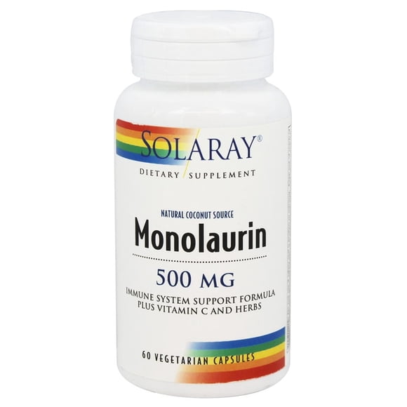 Solaray - Monolaurin Natural Coconut Source 500 mg. - 60 Vegetarian Capsules