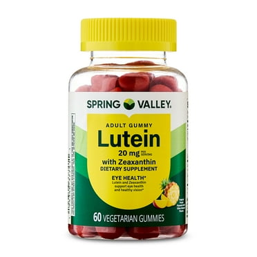 Spring Valley Lutein with Zeaxanthin Dietary Supplement Vegetarian Gummies for Eye Health, Tropical Punch Flavor, 20 mg, 60 Count